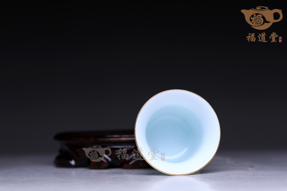 青白瓷花鳥套杯