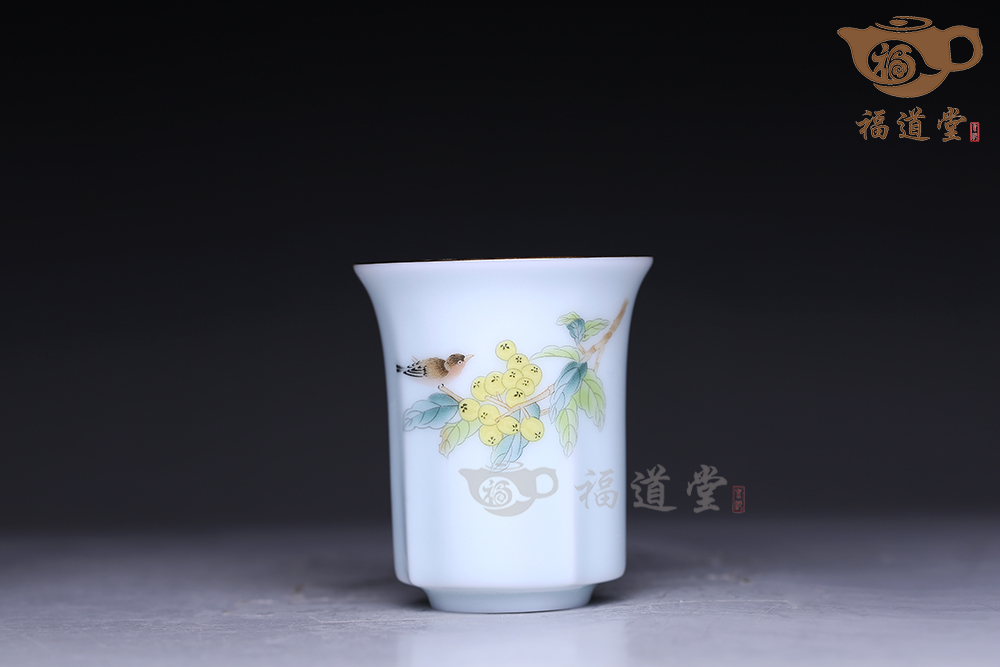 青白瓷花鳥套杯