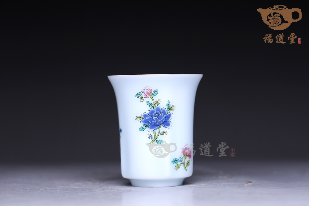 青白瓷花鳥套杯