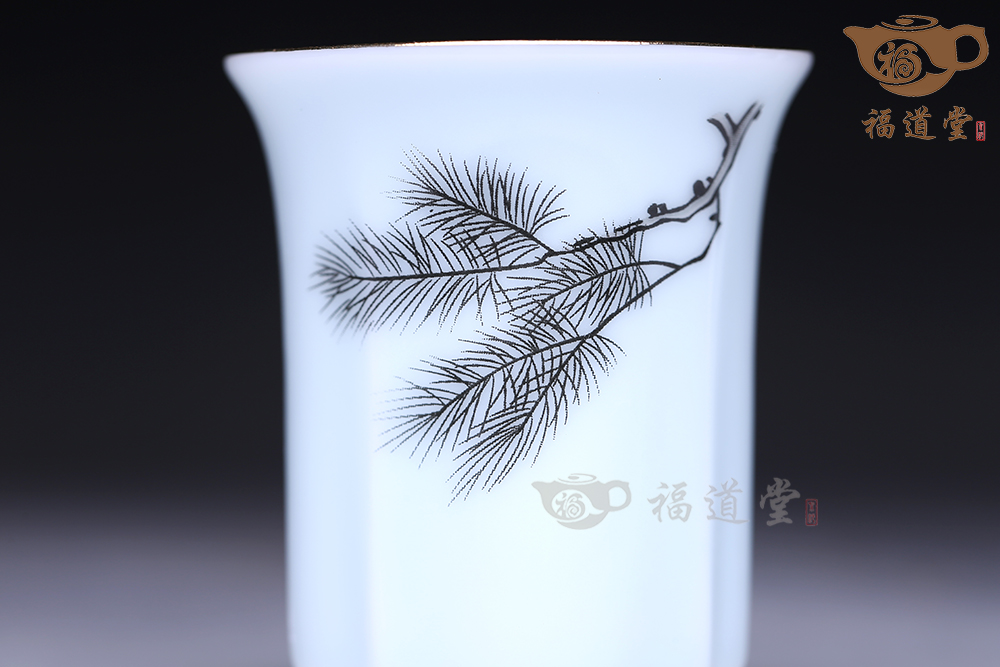 青白瓷花鳥套杯