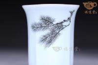 青白瓷花鳥套杯