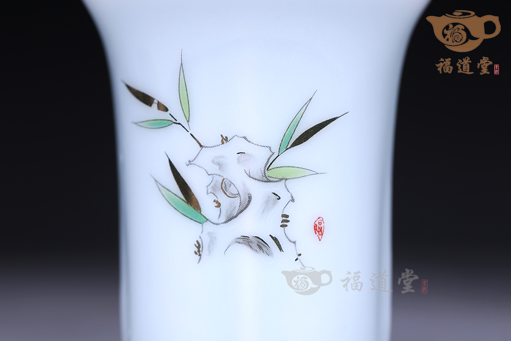 青白瓷花鳥套杯