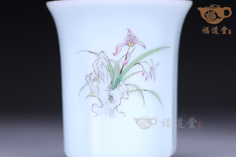 青白瓷花鳥套杯