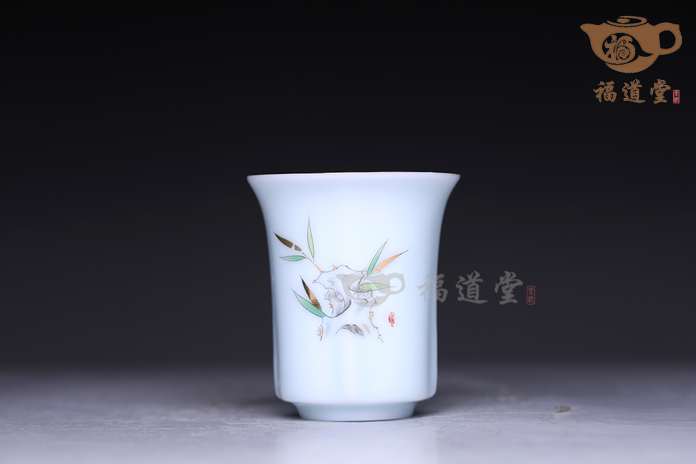 青白瓷花鳥套杯