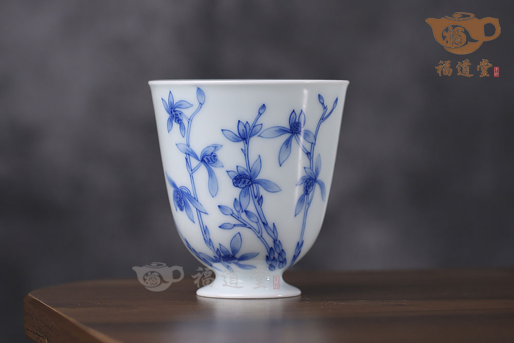 青花蘭花主人杯 