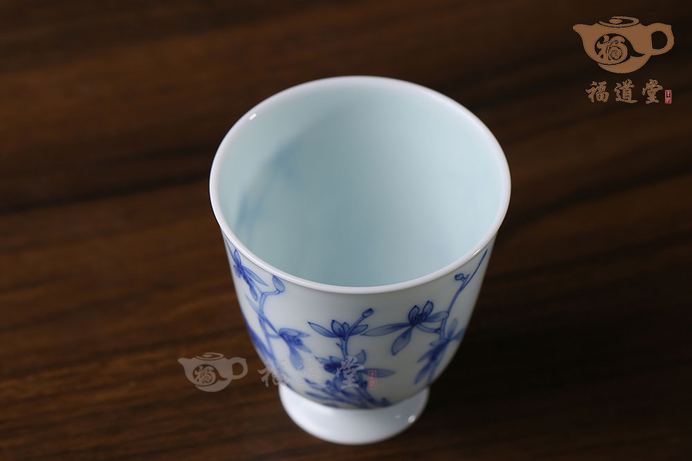 青花蘭花主人杯 