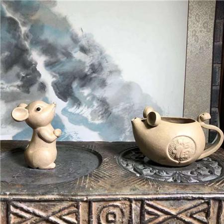 《鼠你有钱》公道杯，紫砂雕塑名家赵永辉作品
