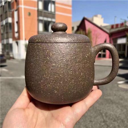 少见的青灰泥盖杯，手工炼制的泥料质感太迷人