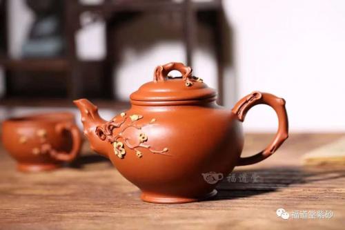 春天的专用壶，原矿朱泥红与黄的搭配，双色报春之景更显唯美之感