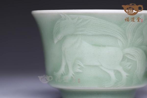 柴烧龙泉压手杯