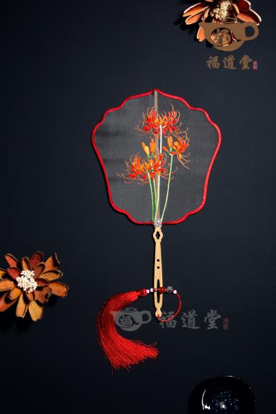 刺绣团扇（彼岸花）